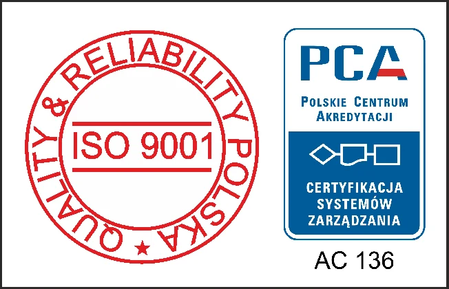 Znaki ISO 9001 i Polskiego Centrum Akredytacji